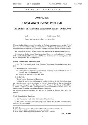(Electoral Changes) Order 2000