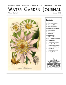 WATER GARDEN JOURNAL Volume 18, No