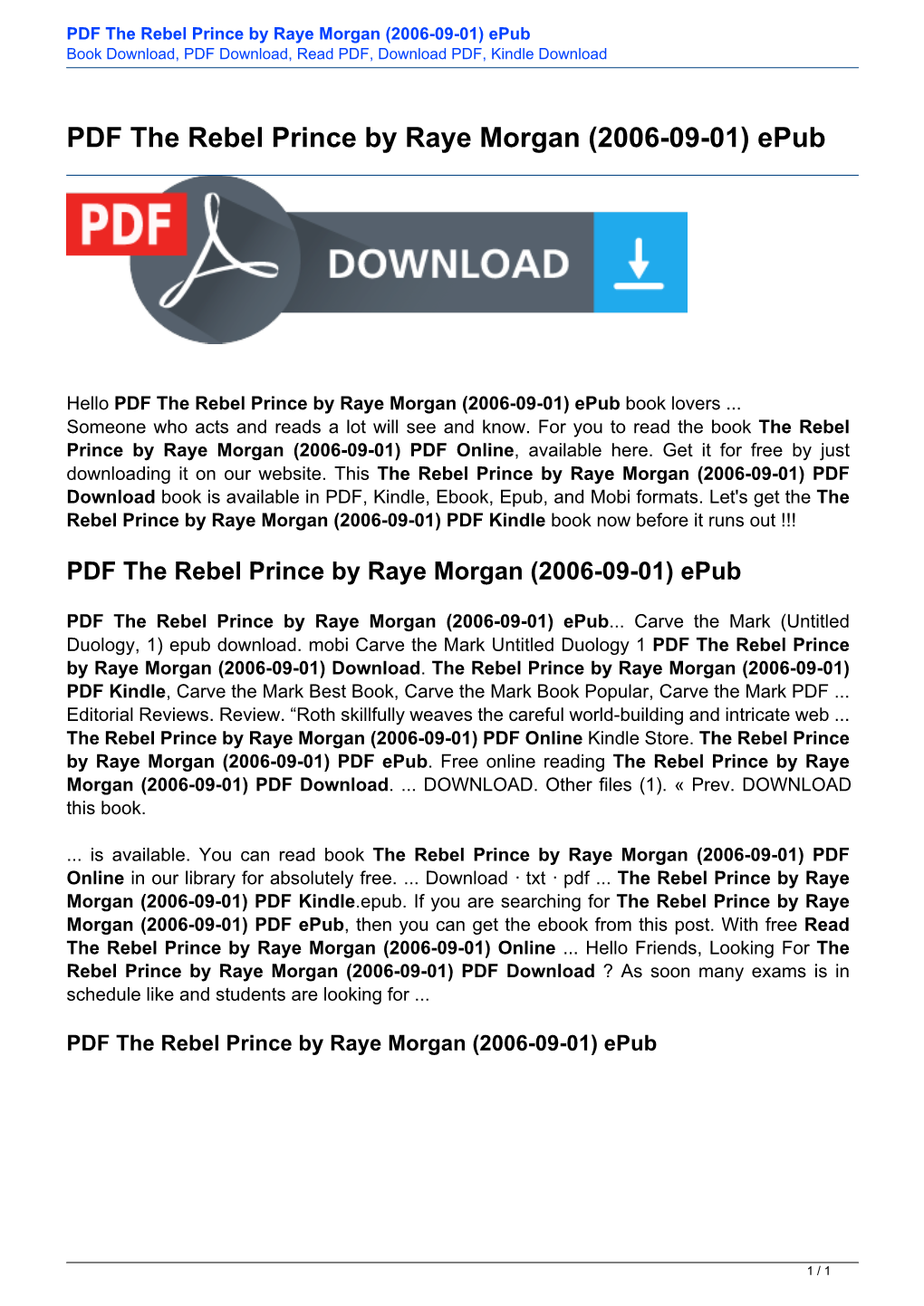 PDF the Rebel Prince by Raye Morgan (2006-09-01) Epub Book Download, PDF Download, Read PDF, Download PDF, Kindle Download