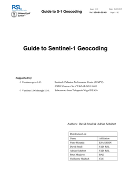 Guide to Sentinel-1 Geocoding