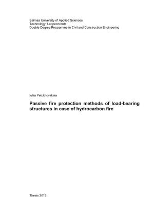 Passive Fire Protection Methods of Load-Bearing Structures in Case of Hydrocarbon Fire