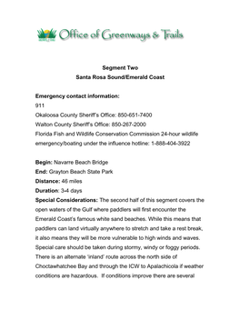 Segment Two Santa Rosa Sound/Emerald Coast Emergency