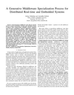 A Generative Middleware Specialization Process for Distributed Real-Time and Embedded Systems