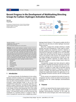 Recent Progress in the Development of Multitasking Directing Groups for Carbon–Hydrogen Activation Reactions