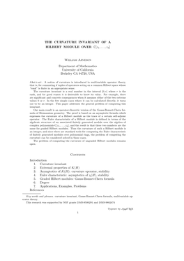 THE CURVATURE INVARIANT of a HILBERT MODULE OVER C[Z 1