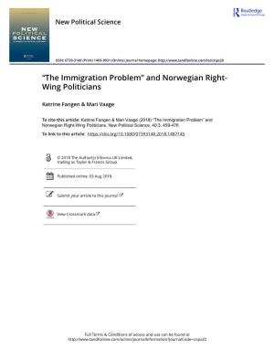 “The Immigration Problem” and Norwegian Right-Wing Politicians