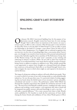Spalding Gray's Last Interview