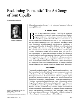 Reclaiming “Romantic”: the Art Songs of Tom Cipullo