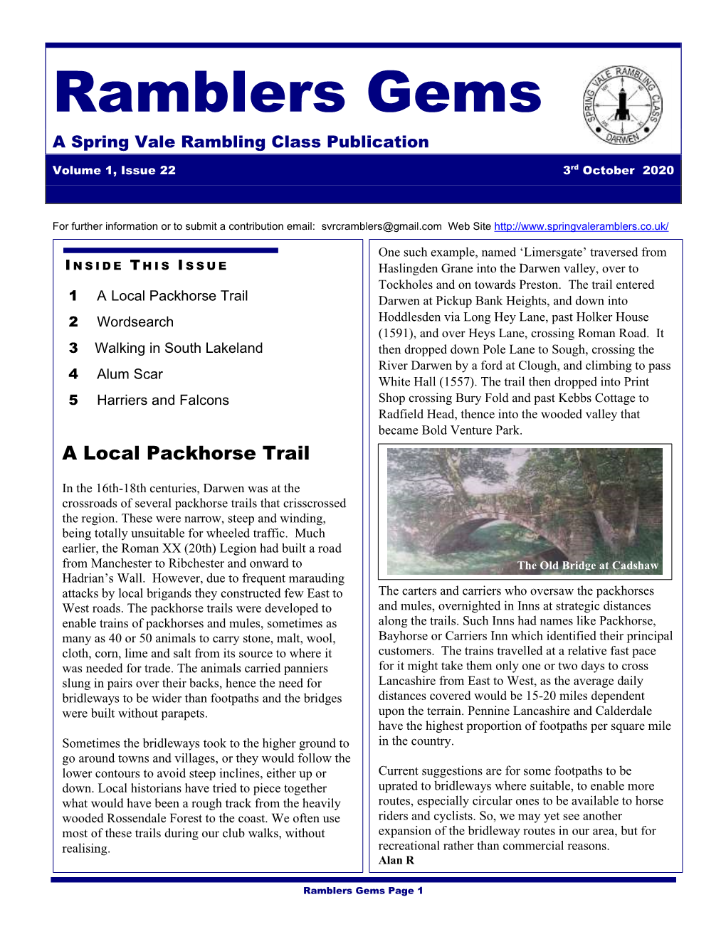 Ramblers Gems a Spring Vale Rambling Class Publication