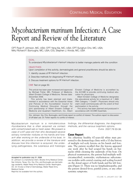 Mycobacterium Marinum Infection: a Case Report and Review of the Literature