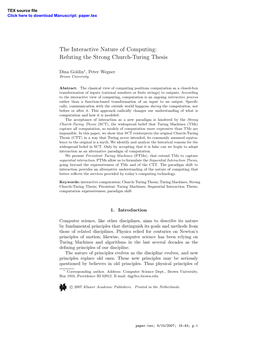 The Interactive Nature of Computing: Refuting the Strong Church-Turing Thesis