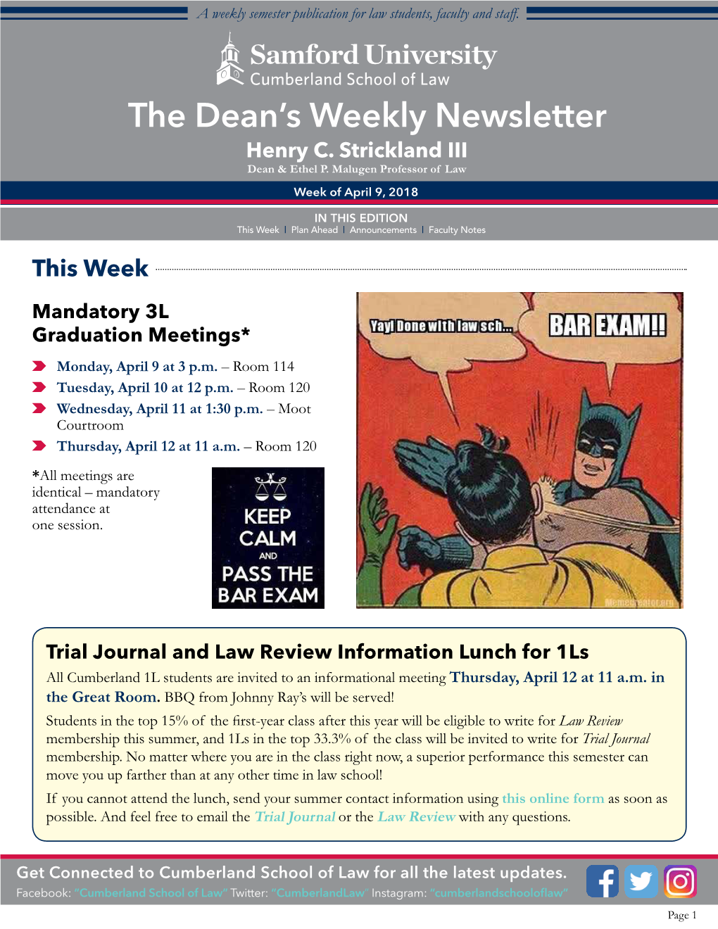 The Dean's Weekly Newsletter