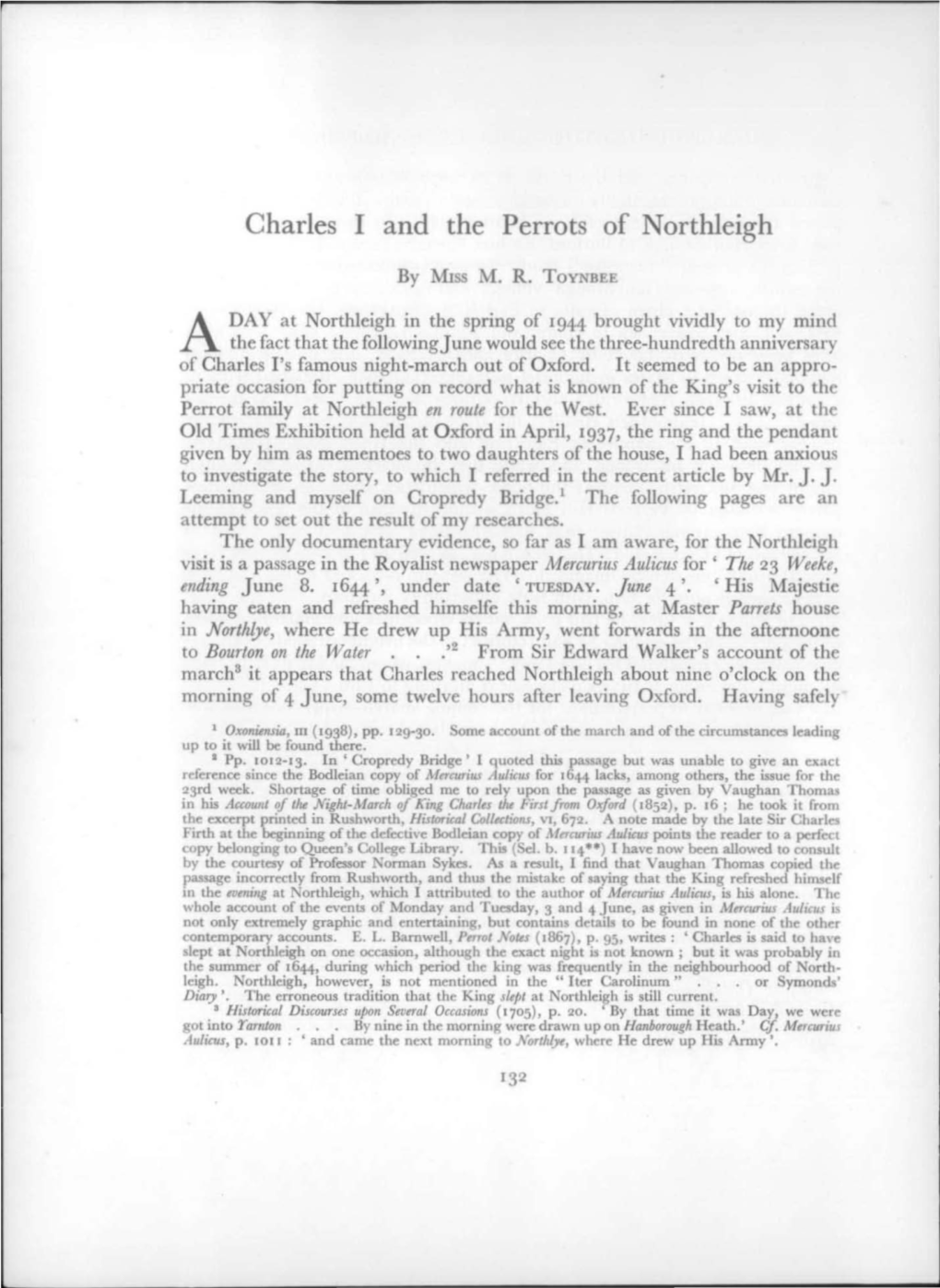 Charles I and the Perrots of Northleigh