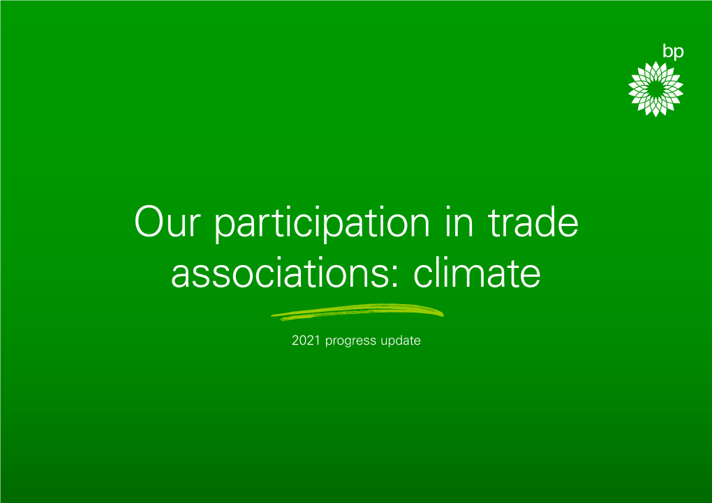 Our Participation in Trade Associations: Climate – 2021