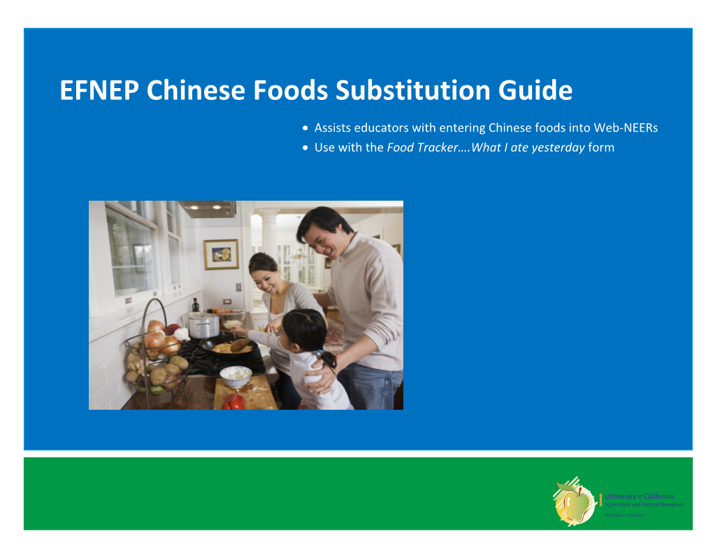 EFNEP Cultural Foods Substitution Guide