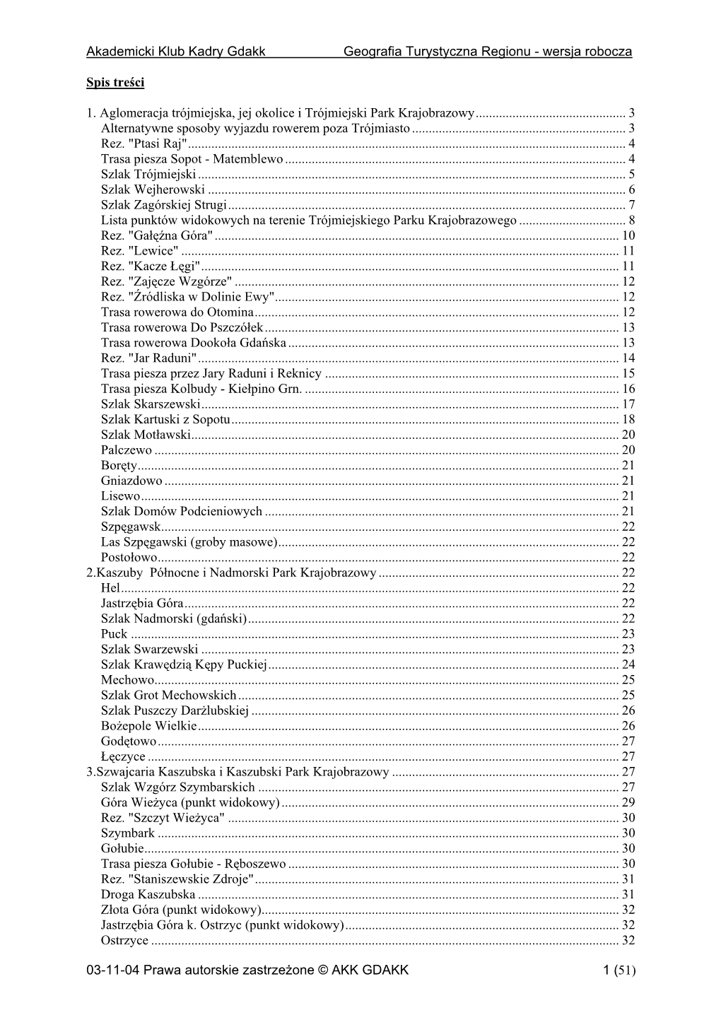 Akademicki Klub Kadry Gdakk Geografia Turystyczna Regionu - Wersja Robocza