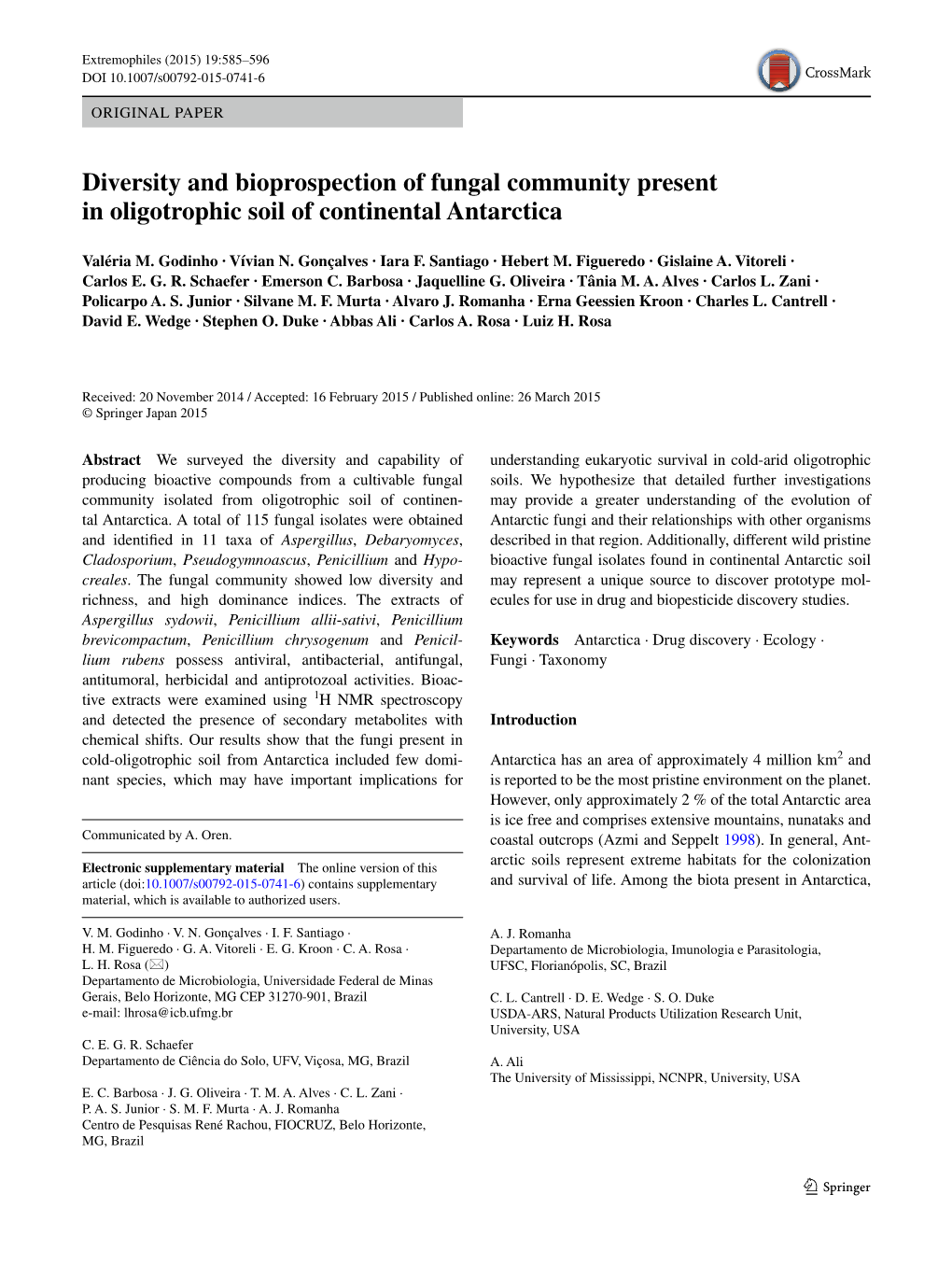 Diversity and Bioprospection of Fungal Community Present in Oligotrophic Soil of Continental Antarctica