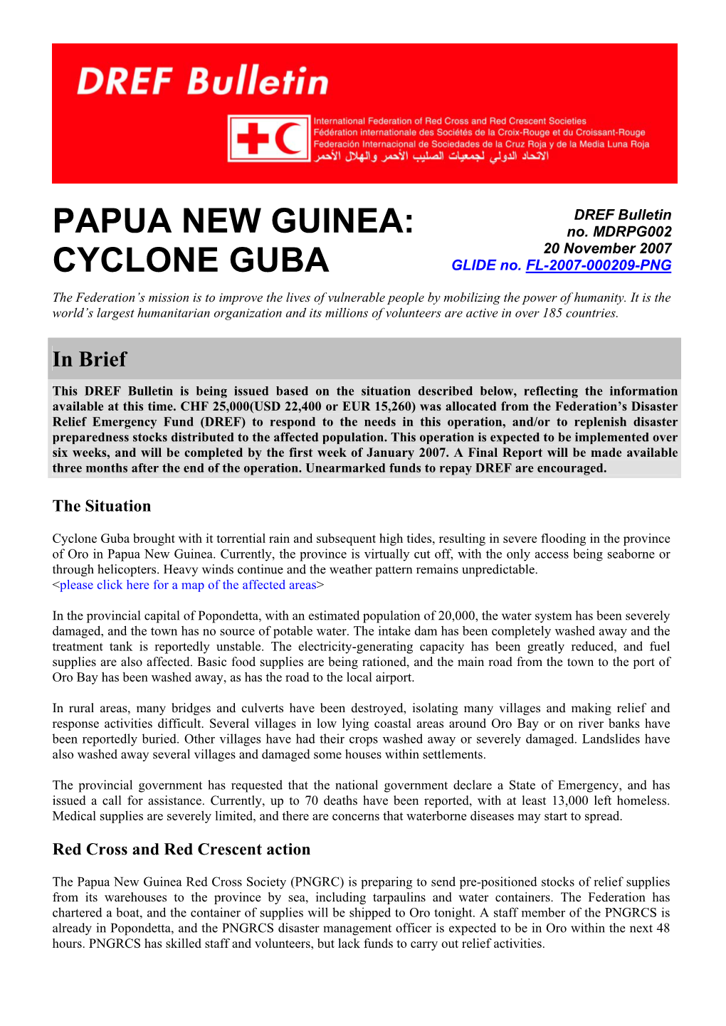 DREF Bulletin PAPUA NEW GUINEA: No