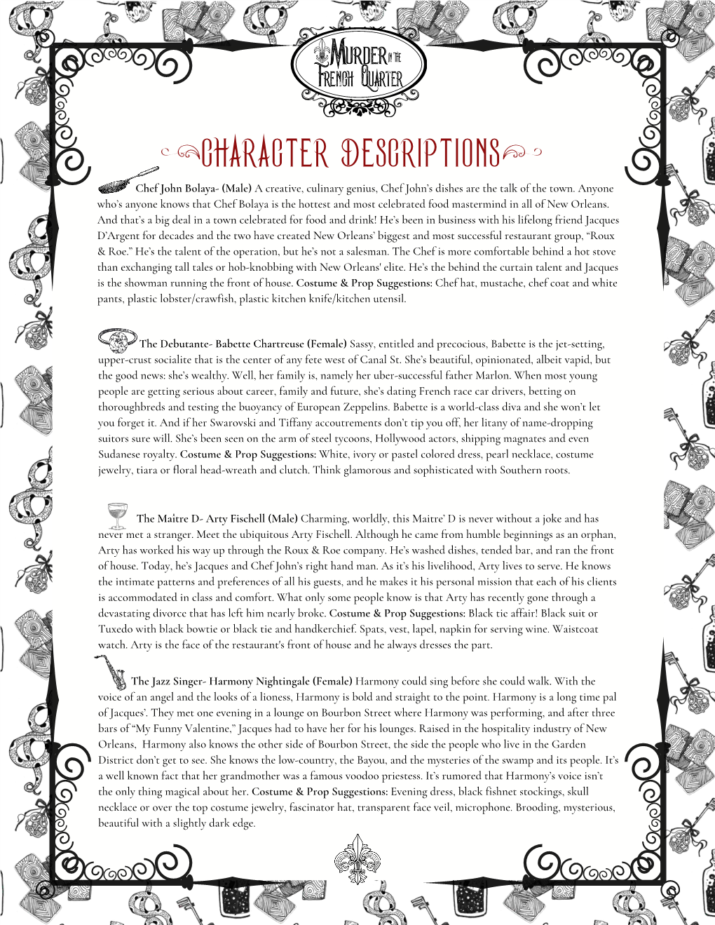 MFQ Character Descriptions