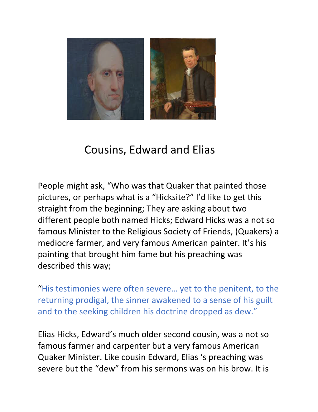 Edward & Elias Hicks