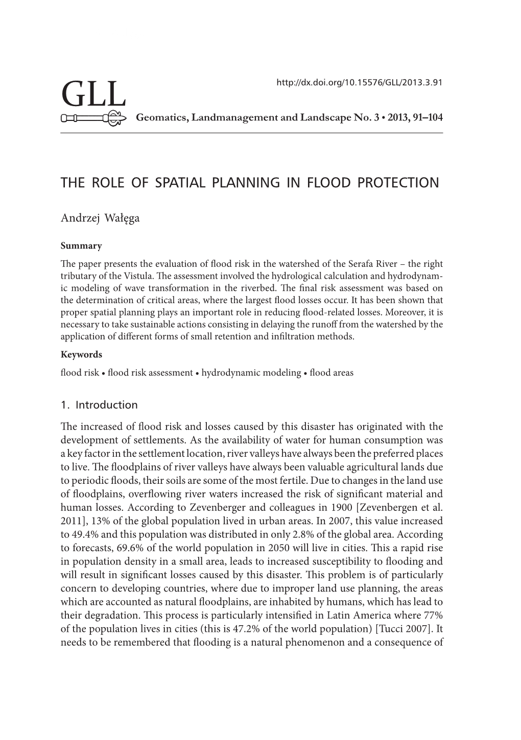 The Role of Spatial Planning in Flood Protection