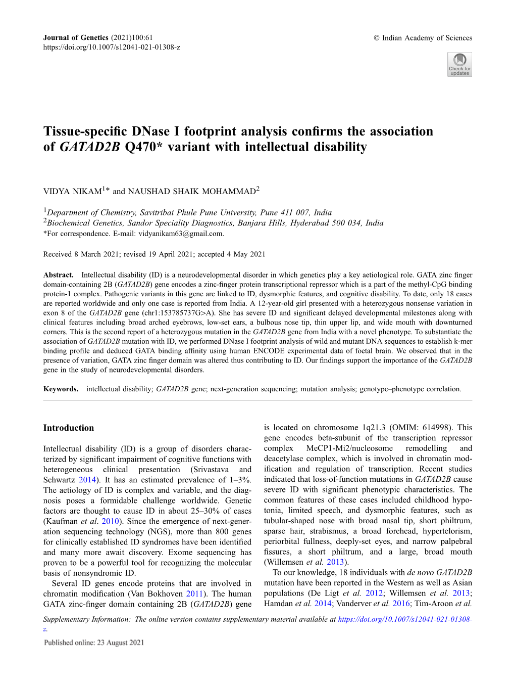 Tissue-Specific Dnase I Footprint Analysis Confirms the Association Of