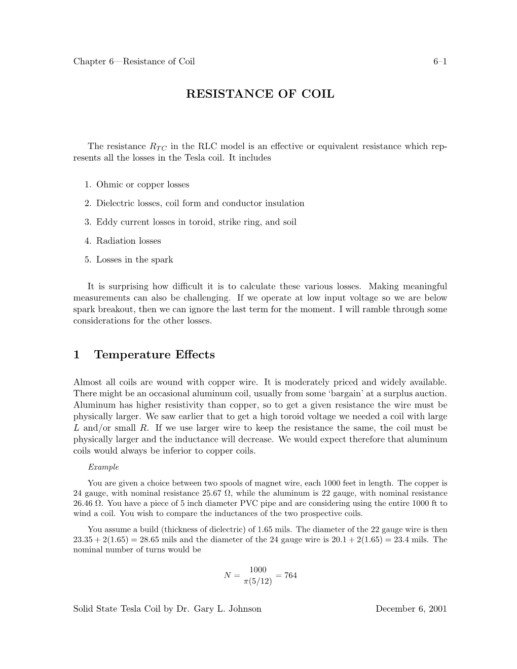 RESISTANCE of COIL 1 Temperature Effects