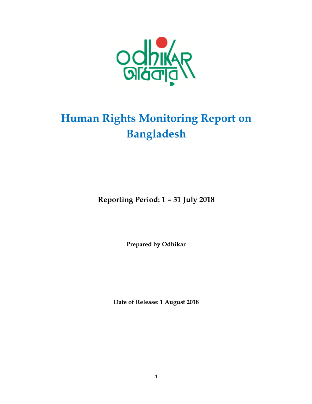 Human Rights Monitoring Report on Bangladesh