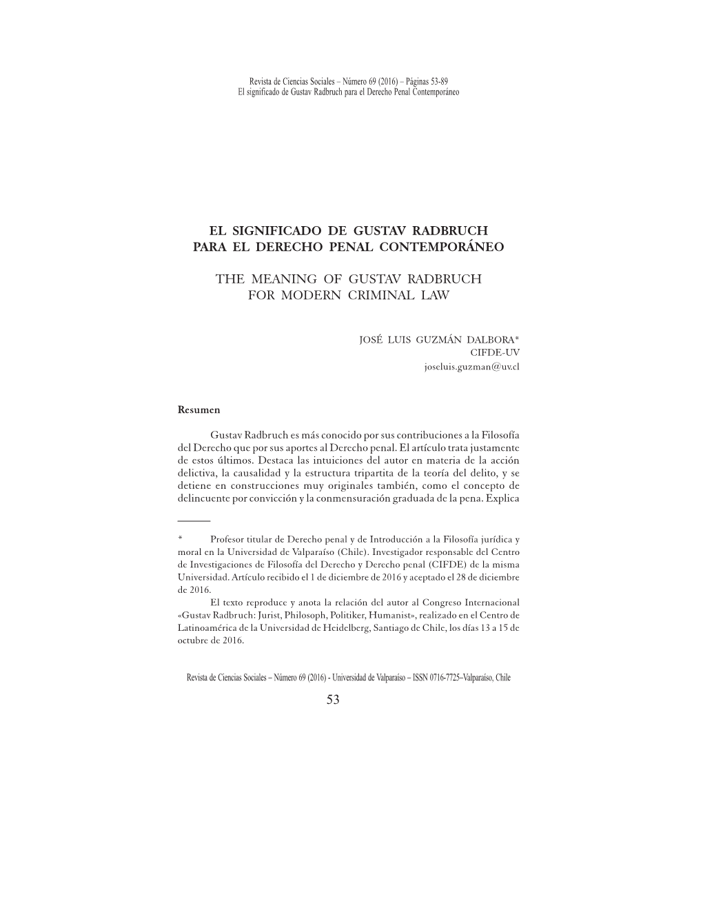 El Significado De Gustav Radbruch Para El Derecho Penal Contemporáneo