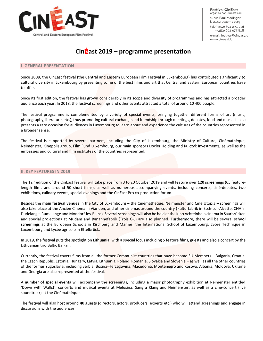 Programme Presentation