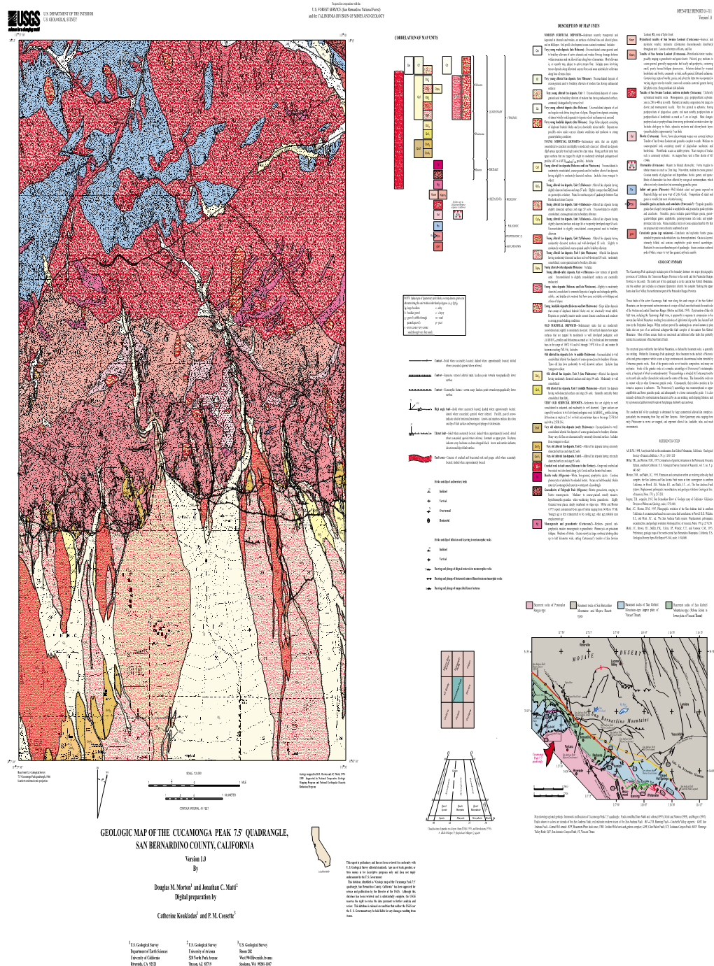 Geologic Map of the Cucamonga Peak 7.5' Quadrangle, San Bernardino County, California