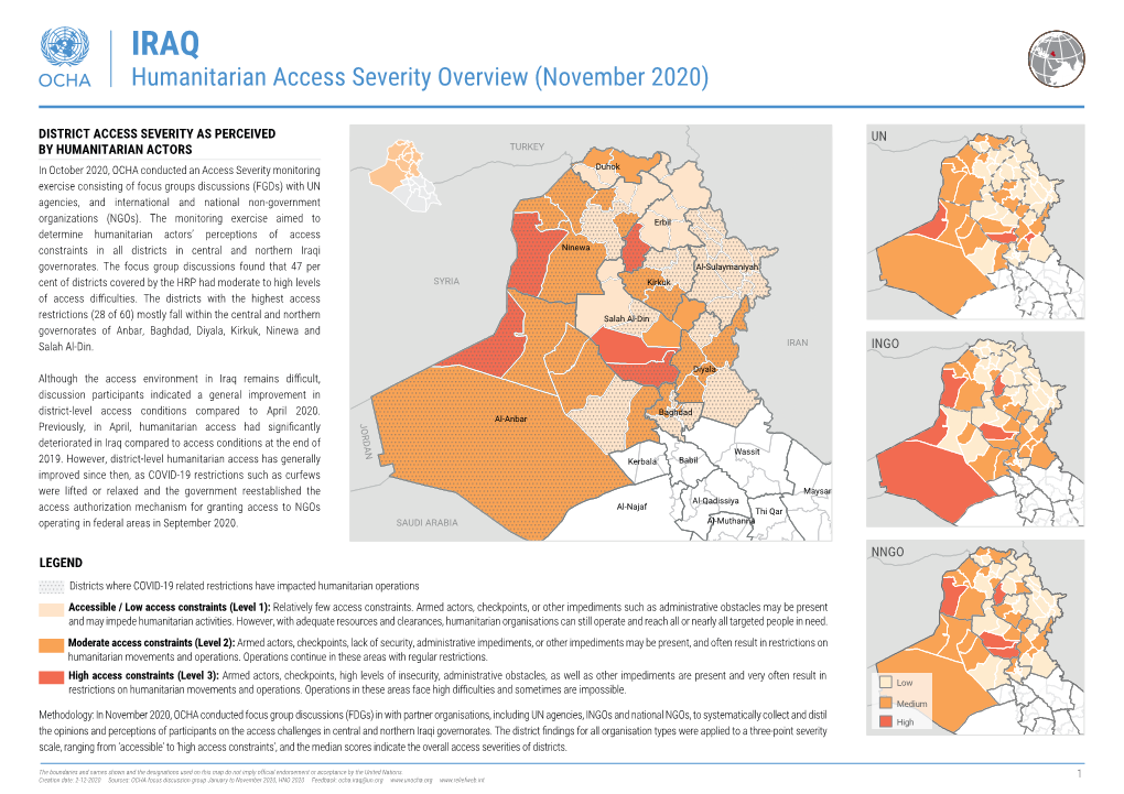IRAQ Humanitarian Access Severity Overview (November 2020)