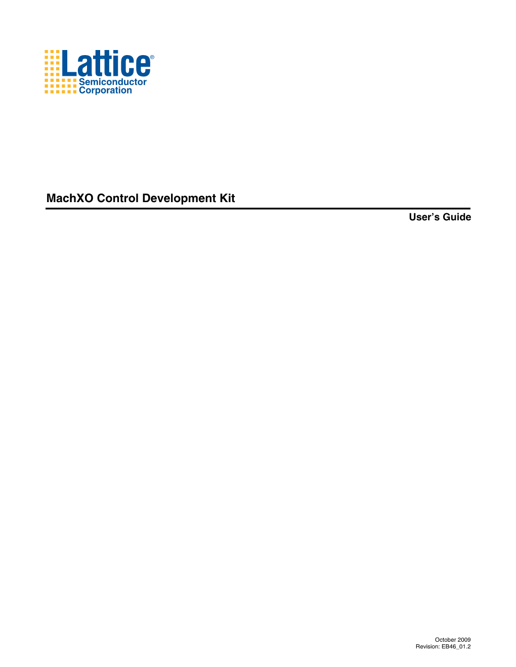 Machxo Control Development Kit User's Guide