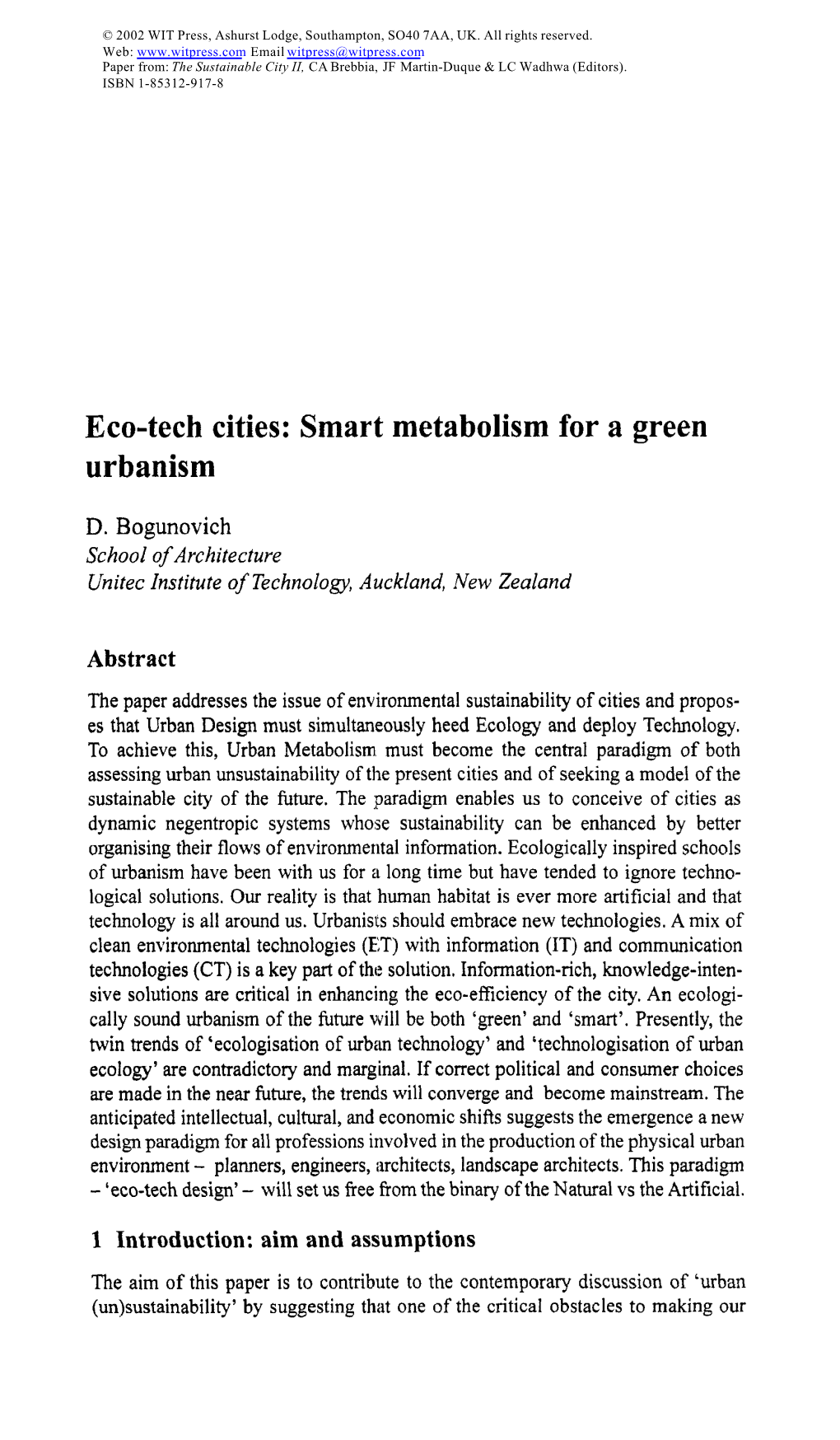 Eco-Tech Cities: Smart Metabolism for a Green Urbanism