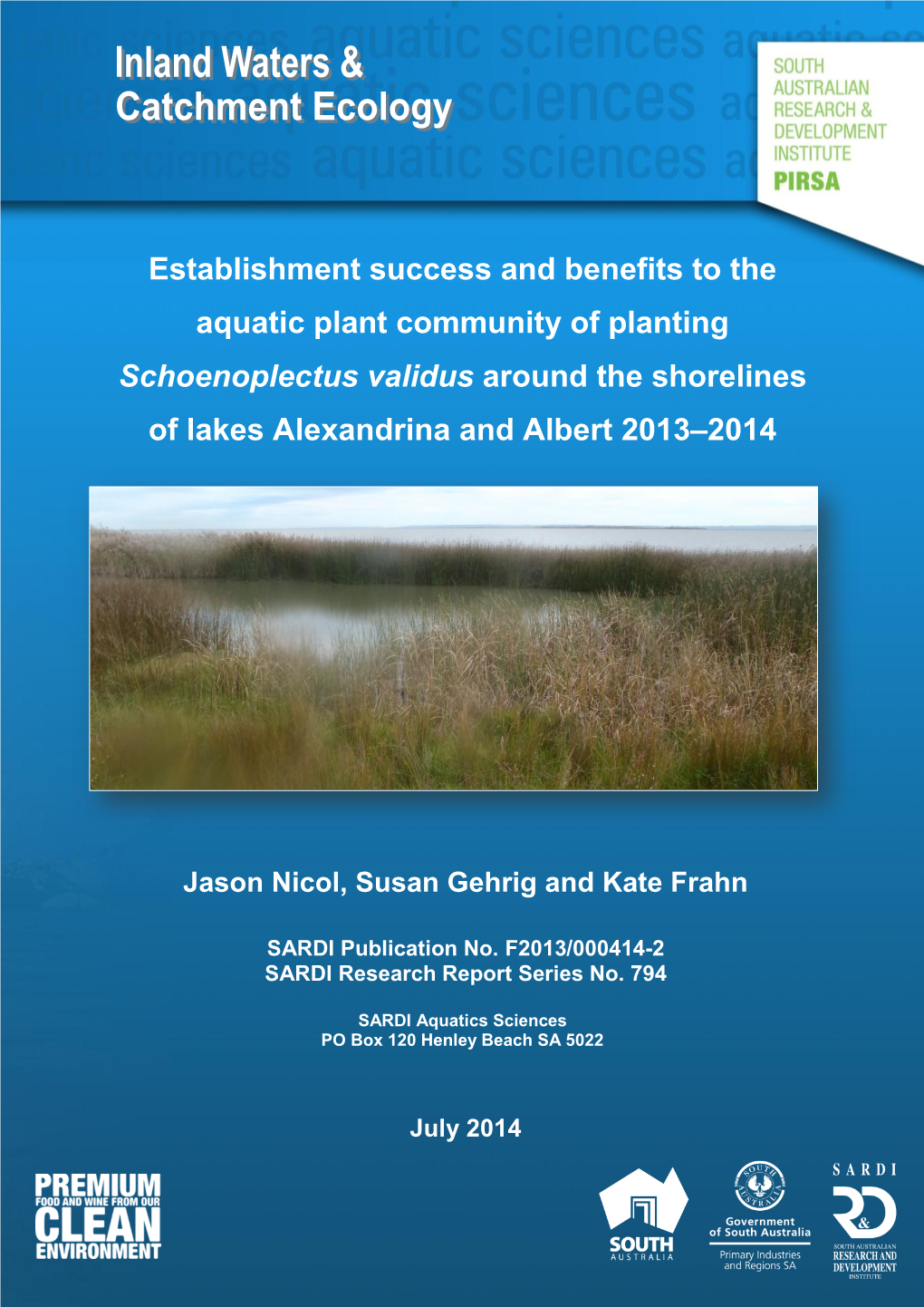 Establishment Success and Benefits to the Aquatic Plant Community of Planting Schoenoplectus Validus Around the Shorelines of Lakes Alexandrina and Albert 2013–2014