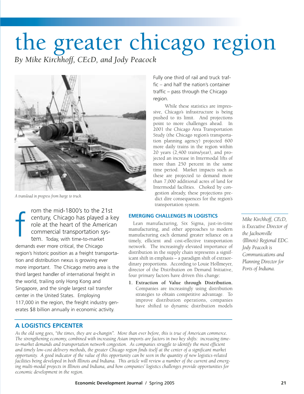 The Greater Chicago Region: a Logistics Epicenter