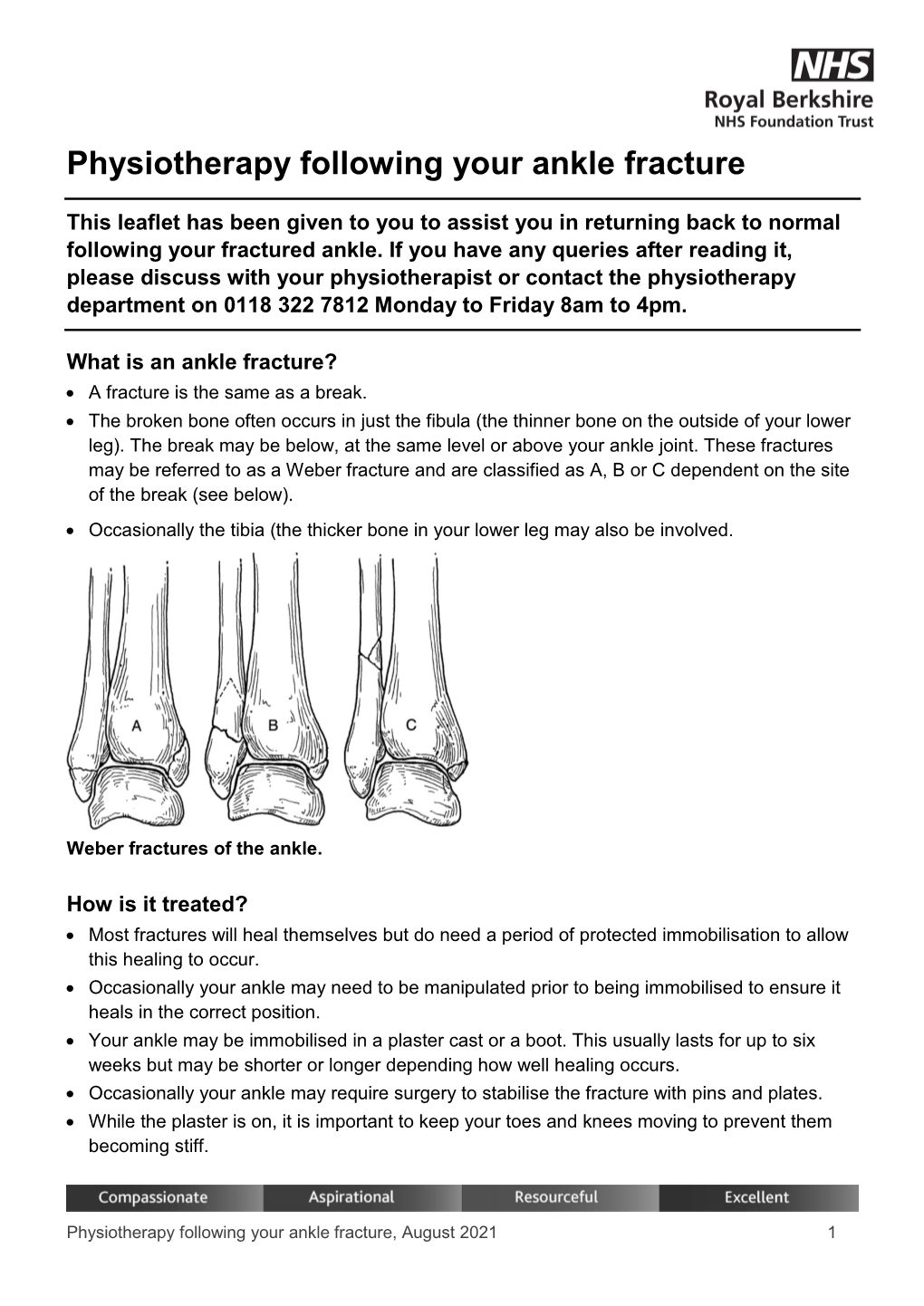 Physiotherapy Following Your Ankle Fracture