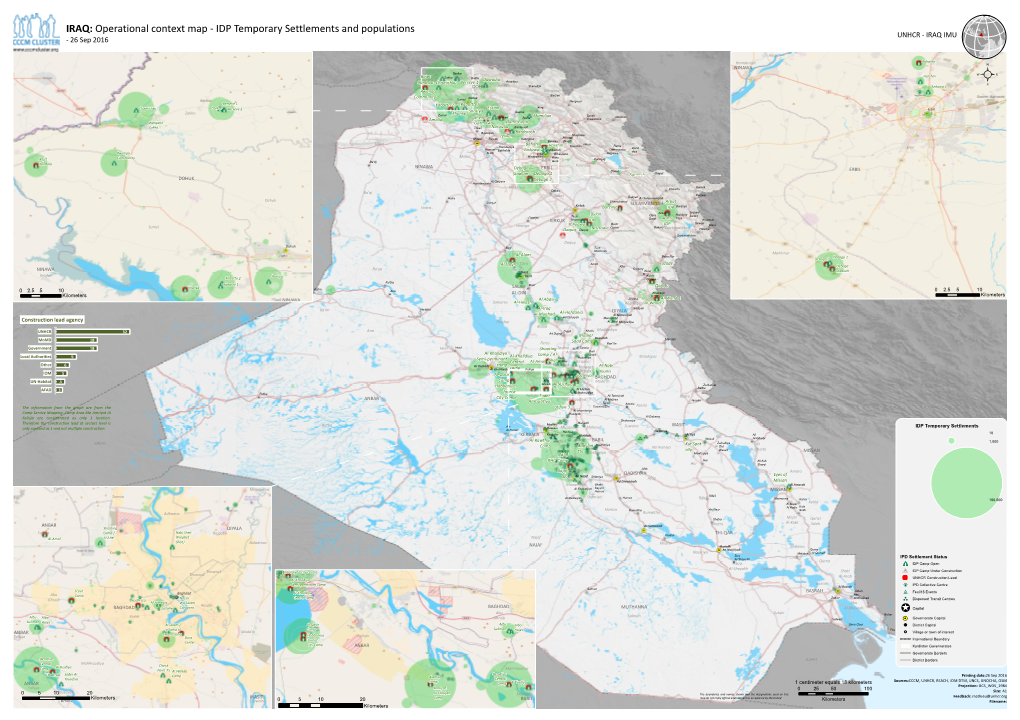 IRAQ: Operational Context Map - IDP Temporary Settlements and Populations UNHCR - IRAQ IMU - 26 Sep 2016