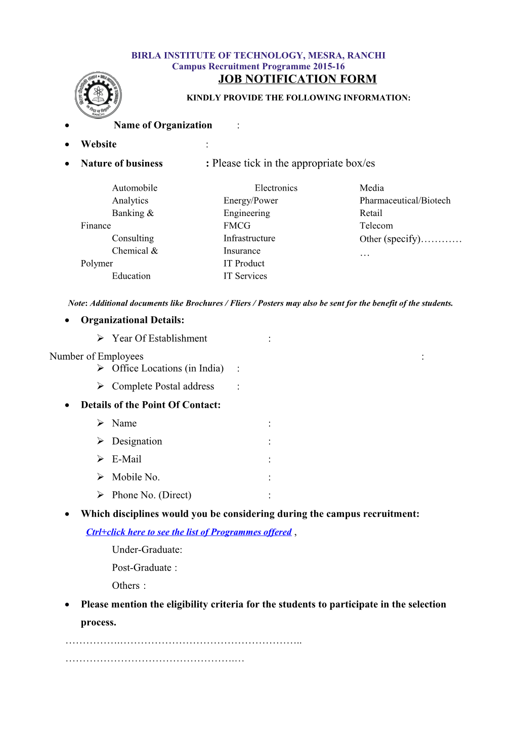 Company Information Form