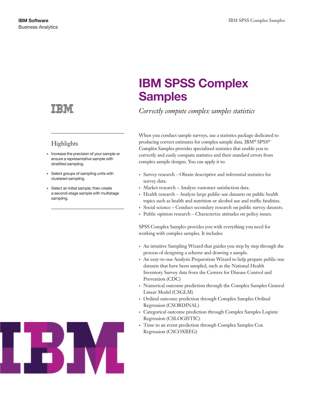 IBM SPSS Complex Samples Business Analytics