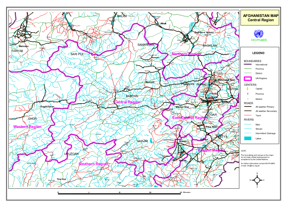 AFGHANISTAN MAP Central Region