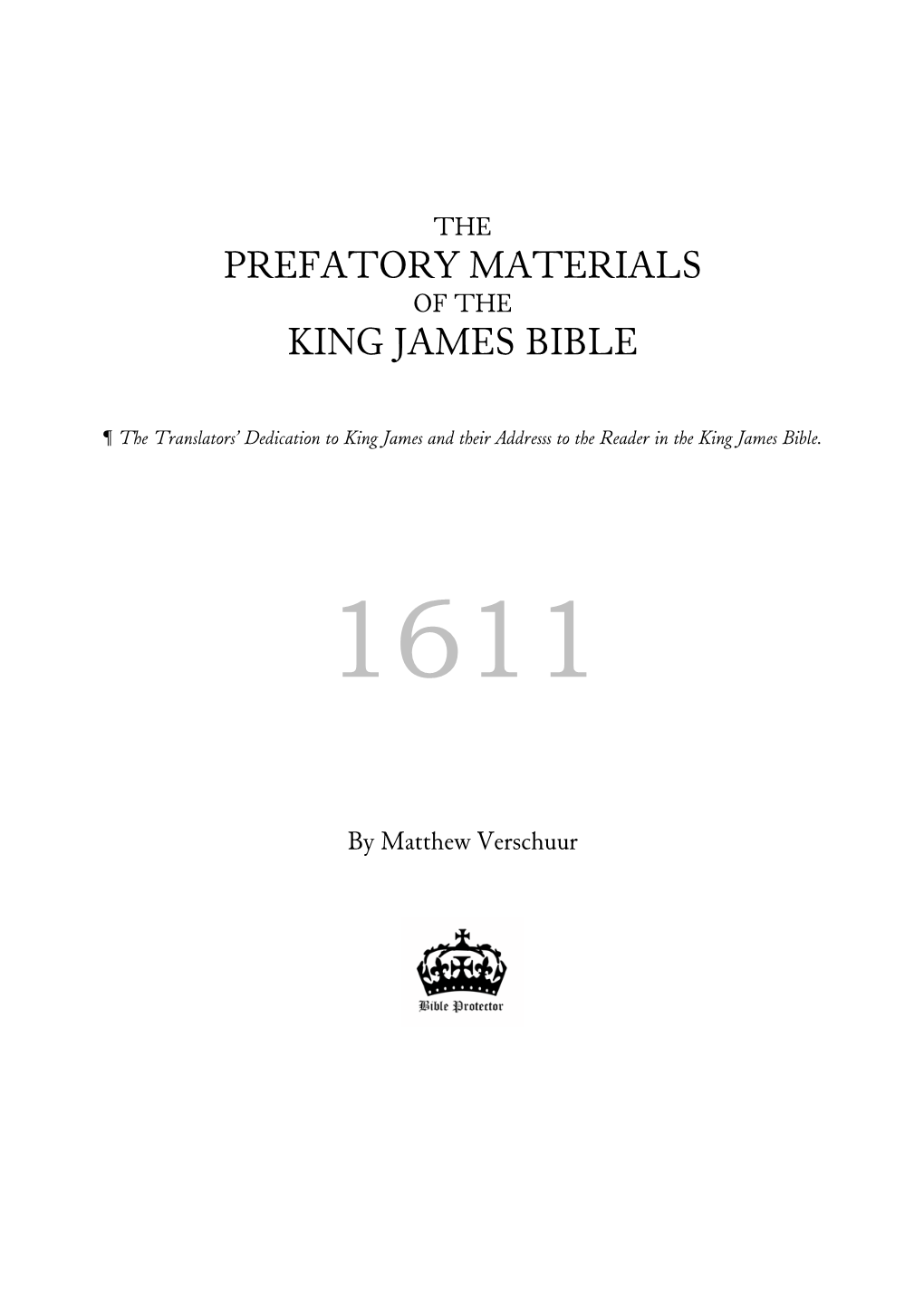 Prefatory Materials of the King James Bible