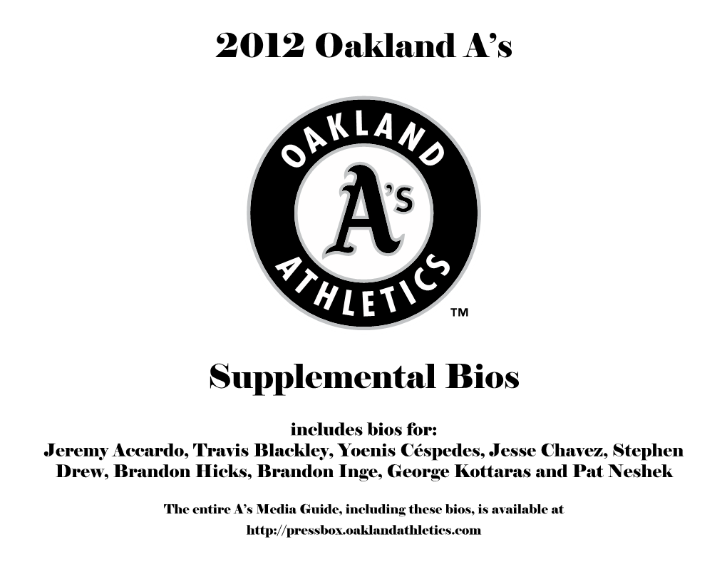 2012 Oakland A's Supplemental Bios