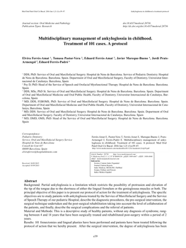 Multidisciplinary Management of Ankyloglossia in Childhood