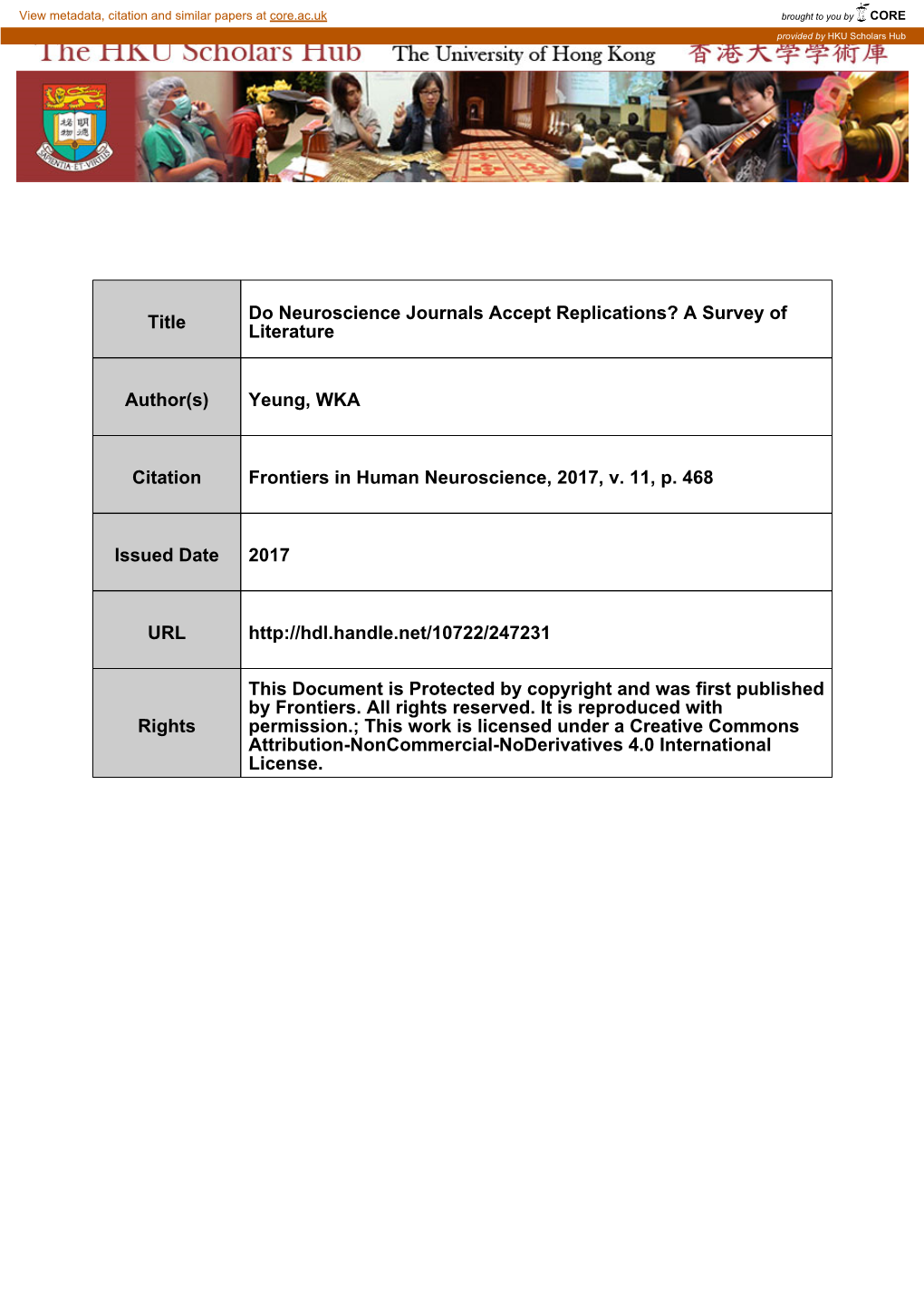 Do Neuroscience Journals Accept Replications? a Survey of Literature