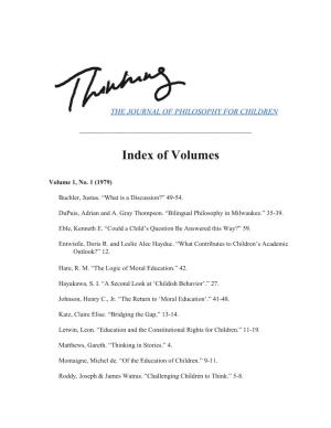 Index of Thinking Volumes