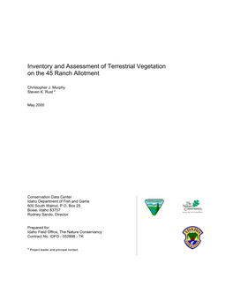 Inventory and Assessment of Terrestrial Vegetaion on the 45