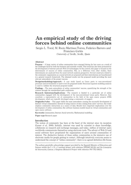 An Empirical Study of the Driving Forces Behind Online Communities Sergio L
