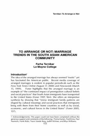 Marriage Trends in the South Asian American Community