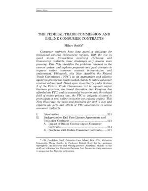 The Federal Trade Commission and Online Consumer Contracts
